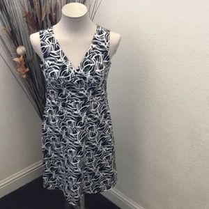 Spense Petite Black and White Empire Style Dress